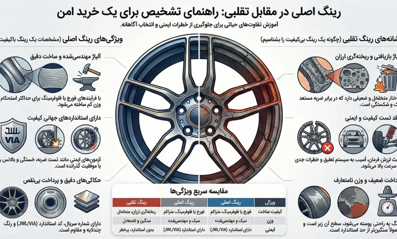 تفاوت رینگ اسپرت اصلی و تقلبی ؛ بررسی تفاوت‌های ساختاری، فنی و ظاهری رینگ های اصل و فیک
