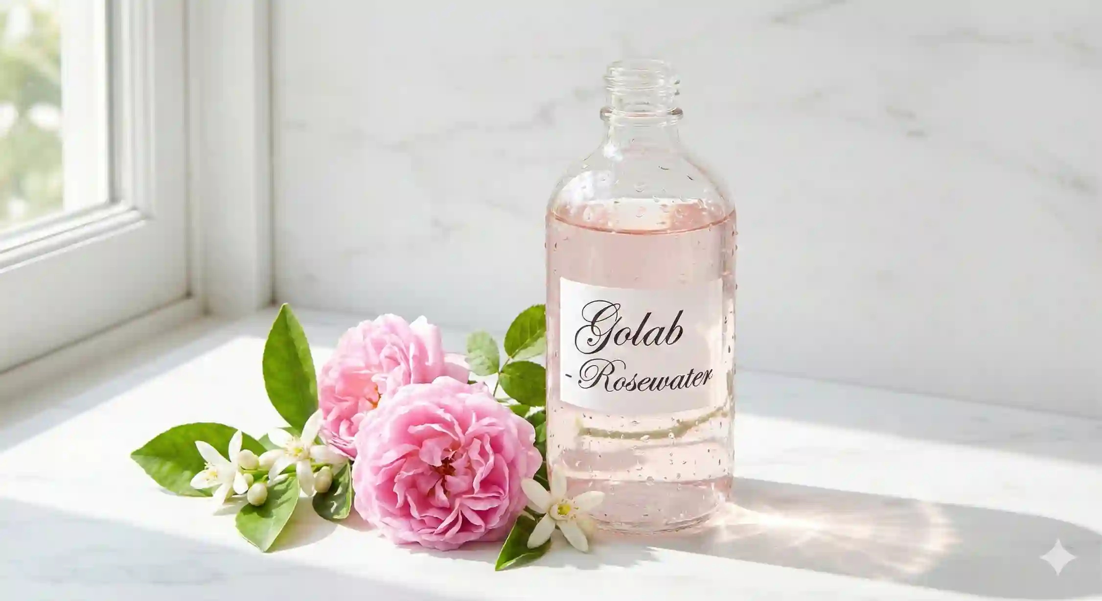 عرقیات گیاهی آرامبخش شامل گلاب و عرق بهارنارنج برای کاهش استرس.